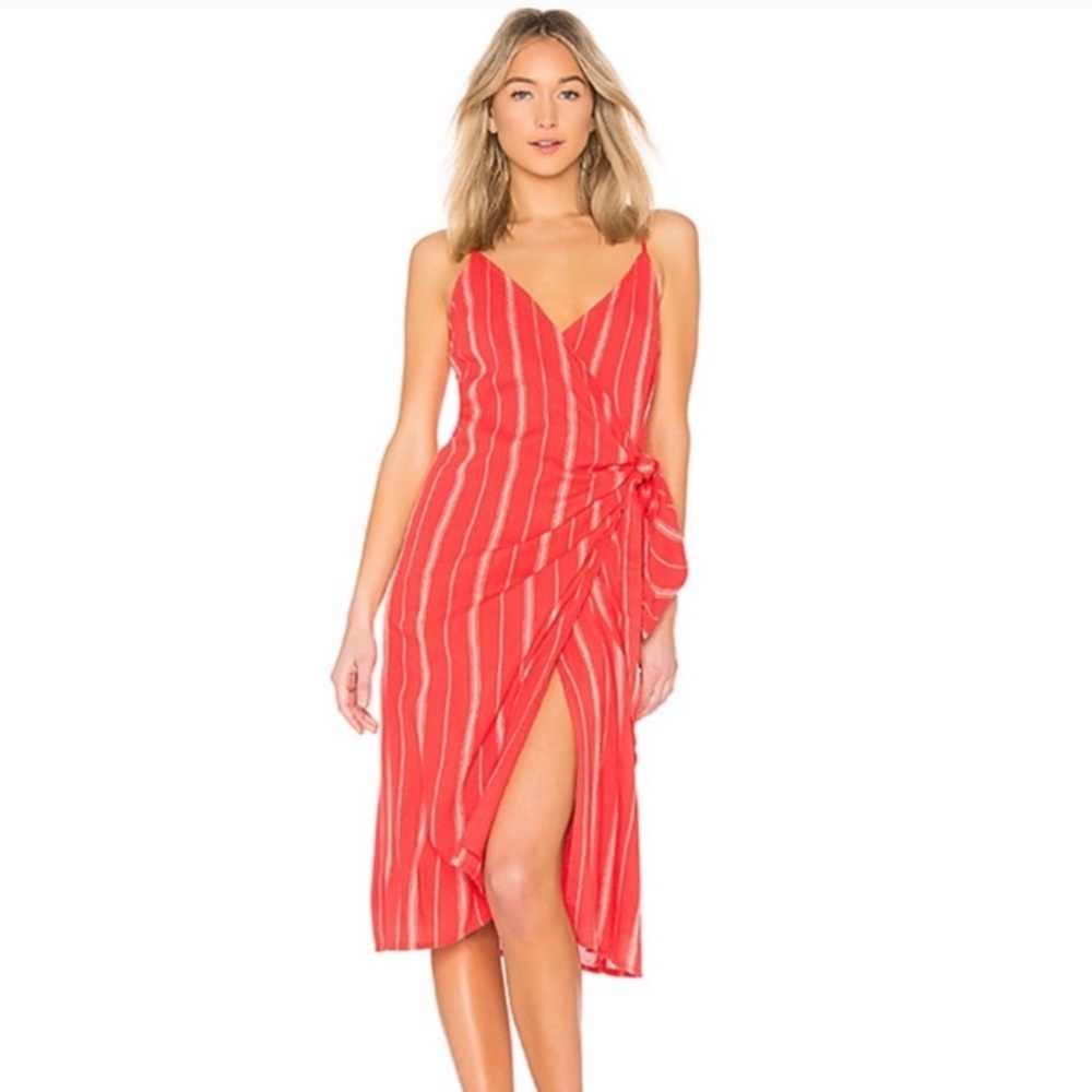 Amuse society red wrap midi dress.